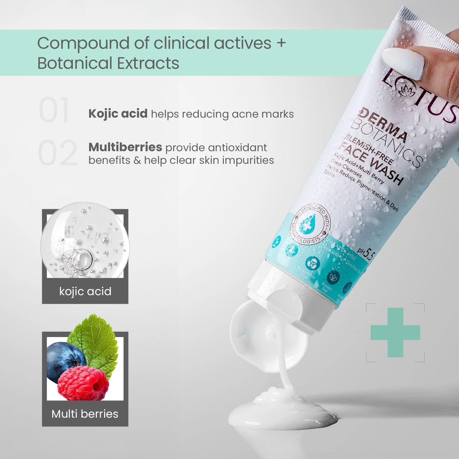 DermaBotanics Kojic Acid + Multi Berry Blemish Free Facewash - Image 12