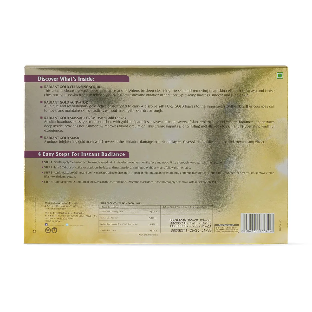 Radiant Gold Cellular Glow Salon Grade 4 Facial Kit - Image 5