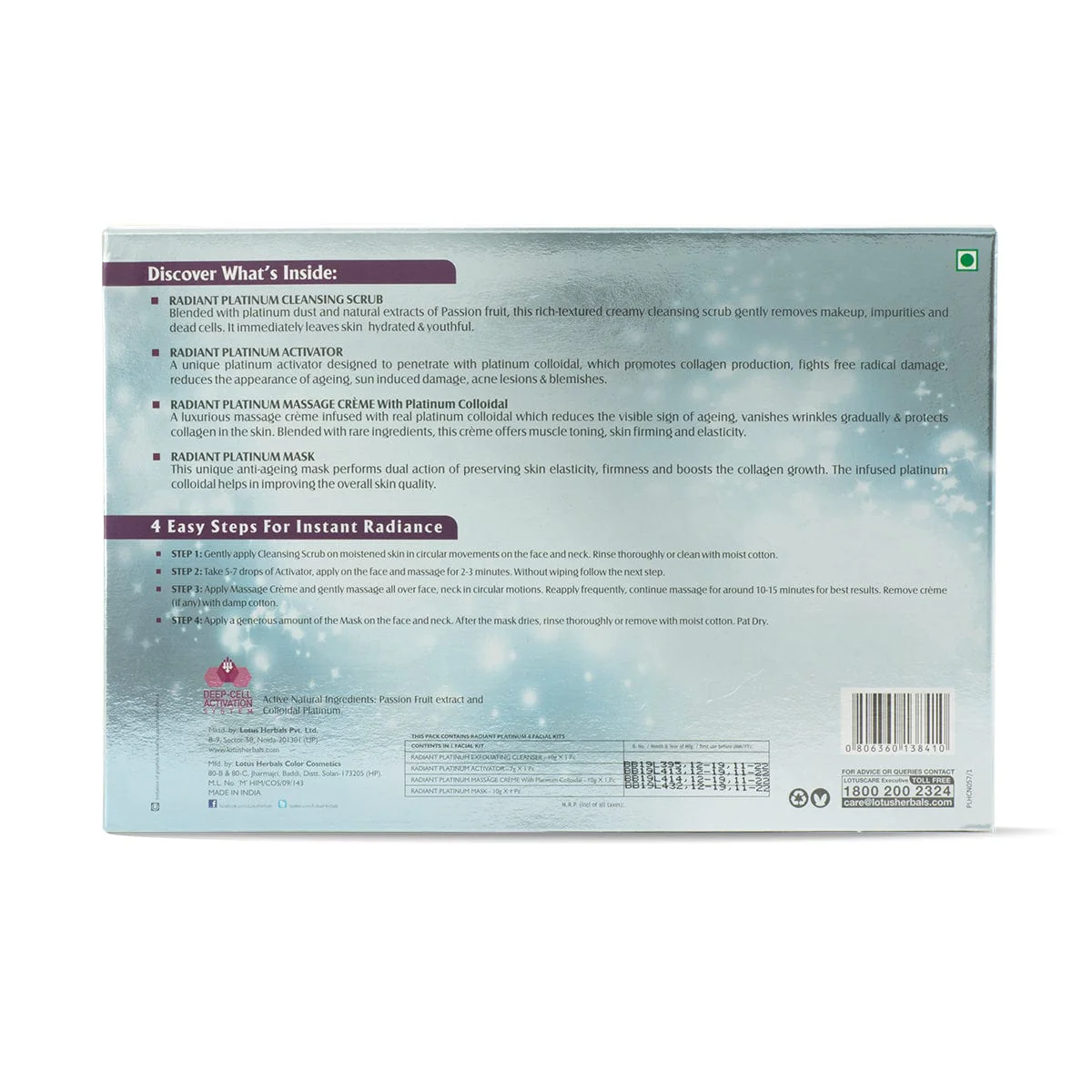 Radiant Platinum Cellular Anti-Ageing Salon Grade Single Facial Kit - Image 6