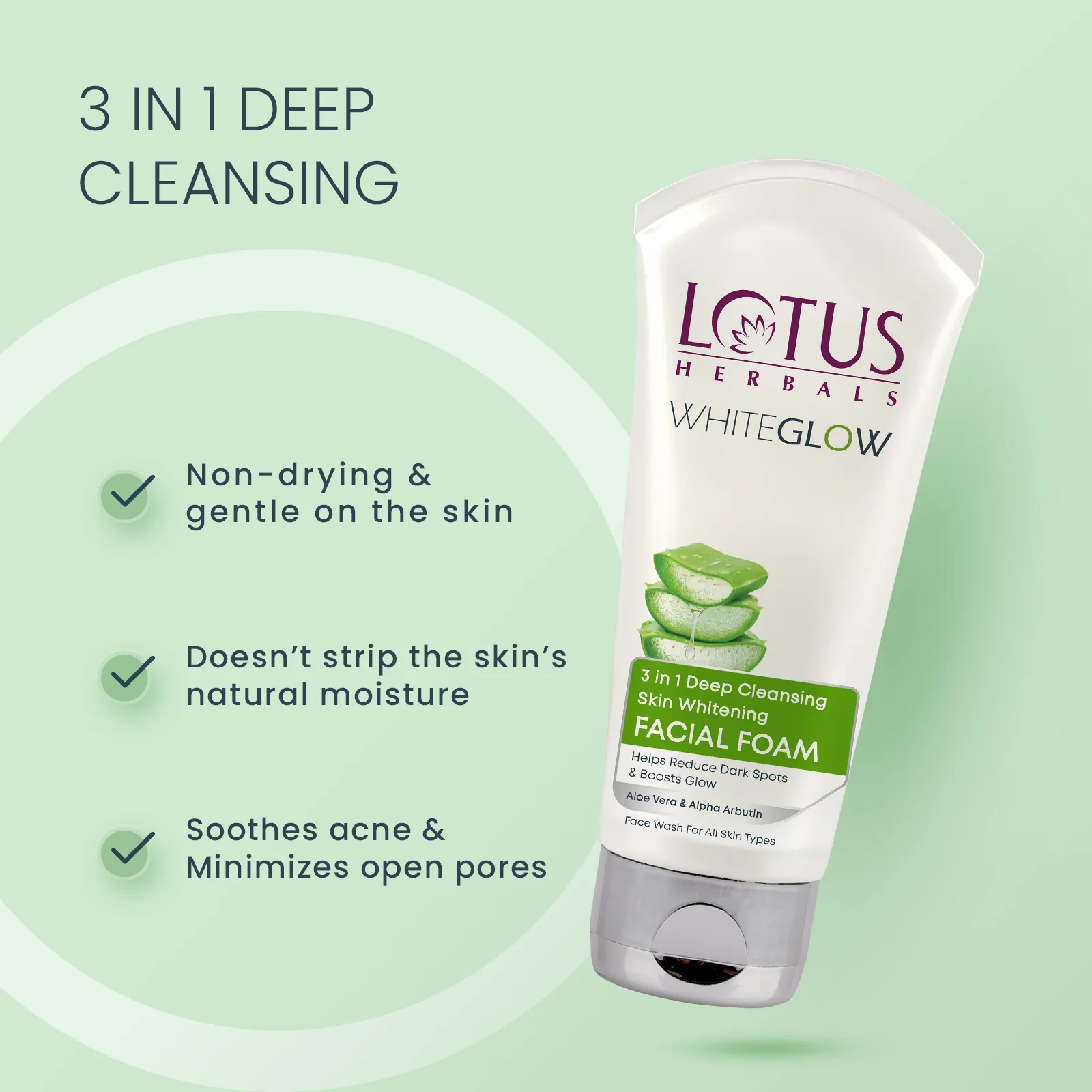 WhiteGlow 3 In 1 Deep Cleansing Skin Brightening Facial Foam - Image 3
