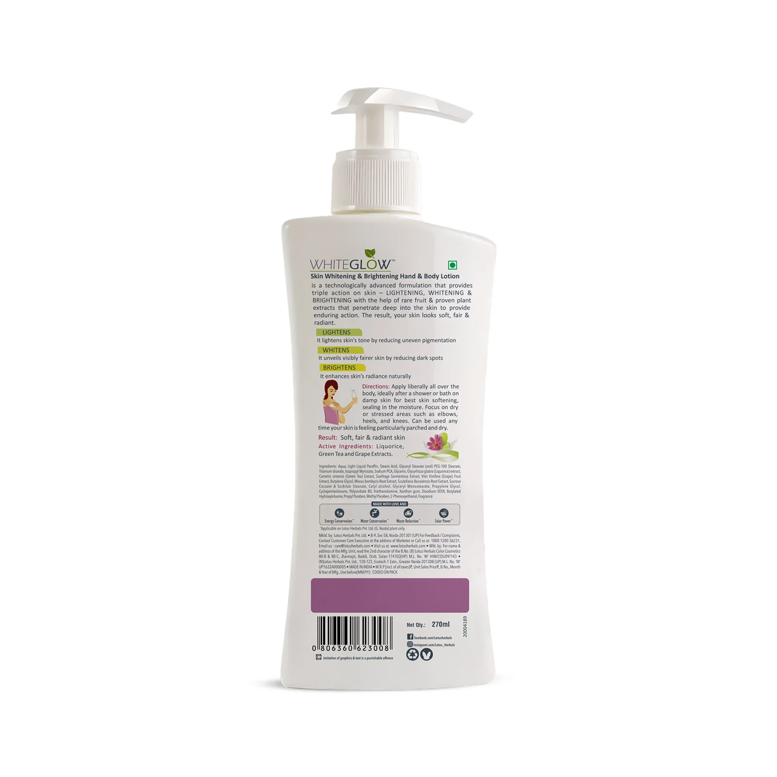 WhiteGlow Skin Brightening Hand & Body lotion SPF 25 PA+++ - Image 3