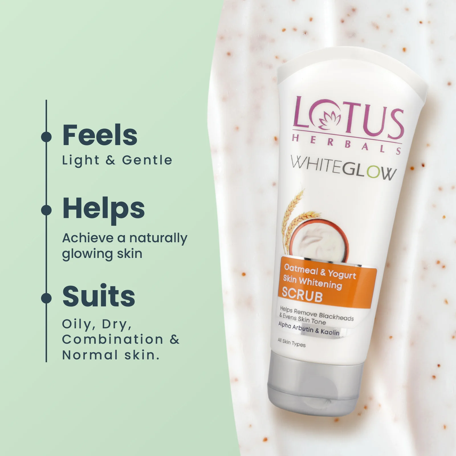 WhiteGlow Skin Brightening Oatmeal & Yogurt Scrub - Image 5
